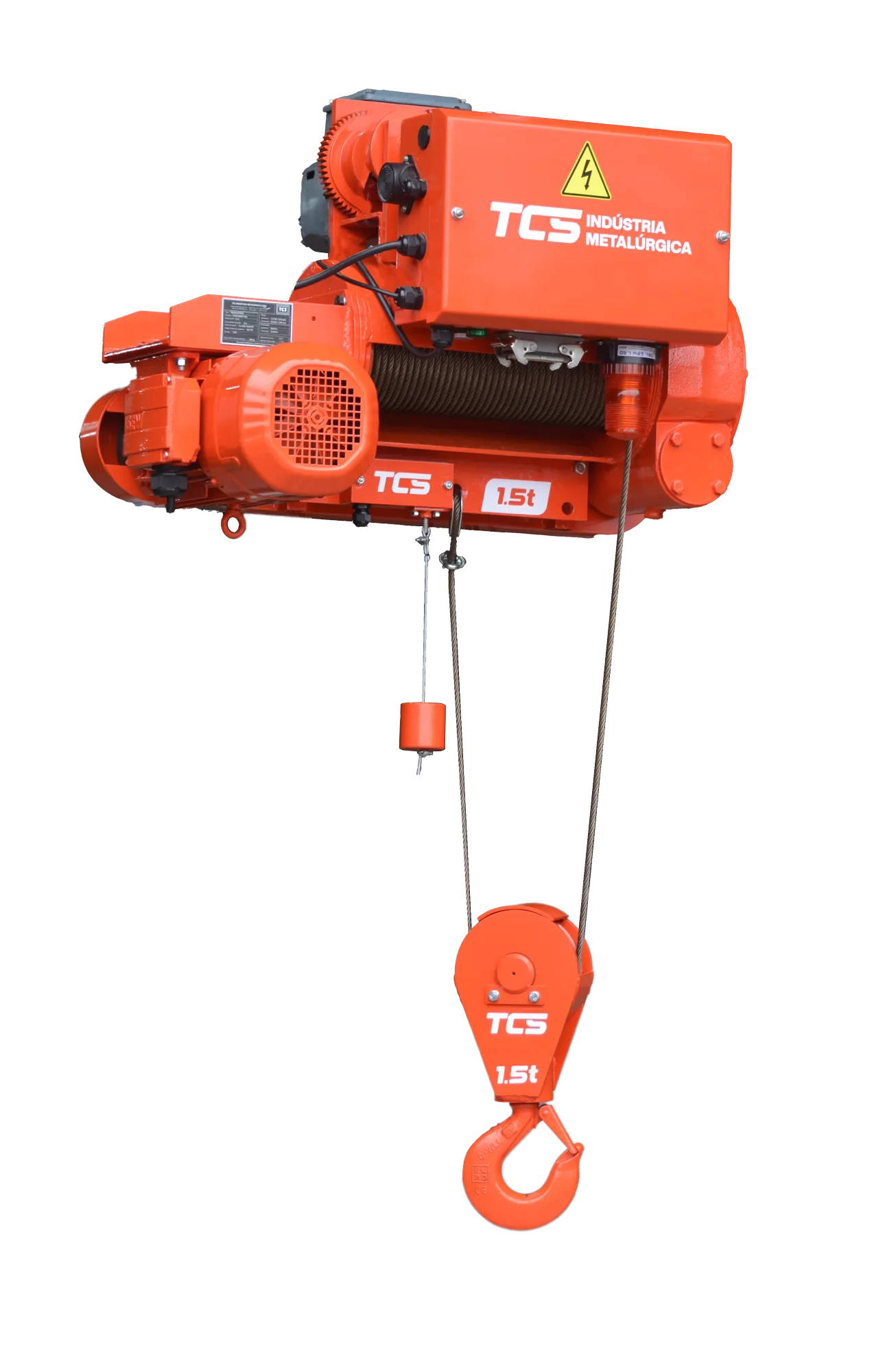 Talha Elétrica de Cabo de Aço - Modelo  "N" - 1,5t / 8 metros - Trole Elétrico - 4 Movimentos