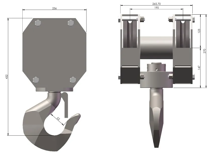 Conjunto Completo Gancho  Capacidade 5t (5.000kg) - 4 Cabos