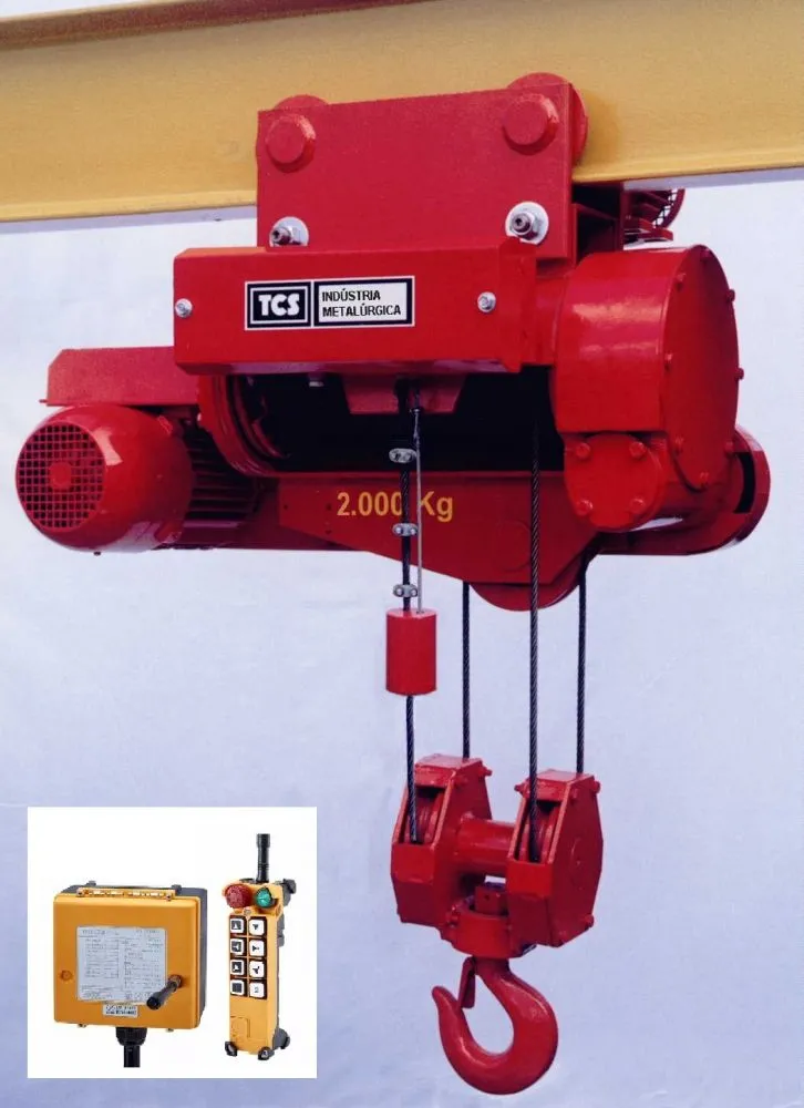 Talha Elétrica de Cabo de Aço - Modelo  "N" - 2,0t / 4 metros - Trole Elétrico - 4 Movimentos